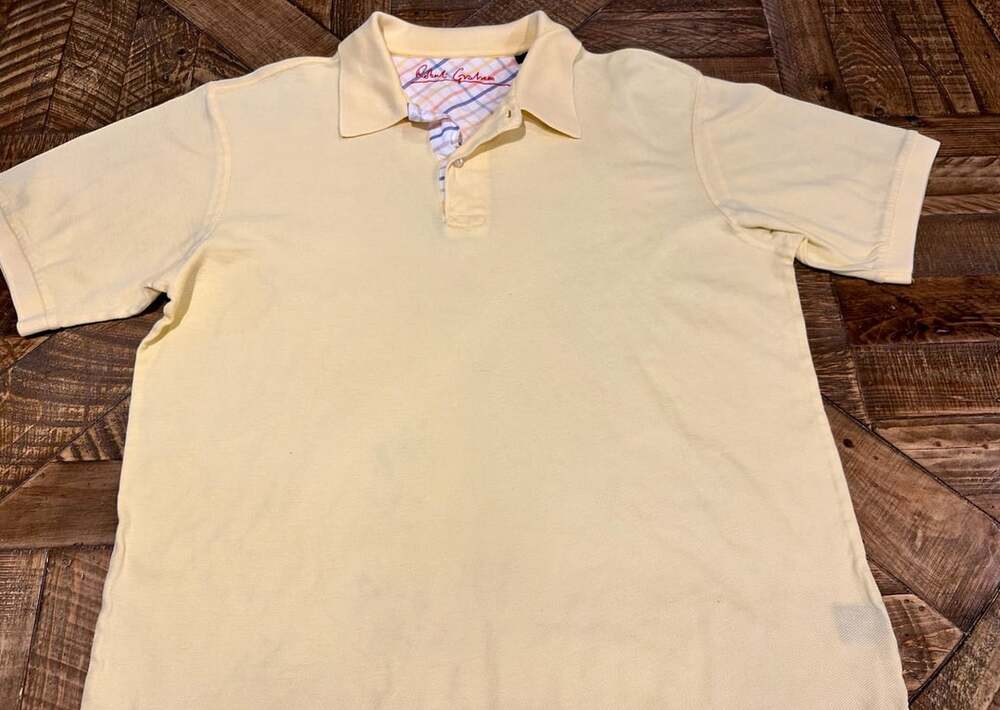 Robert Graham Polo Size L Yellow Cotton Short Sleeve